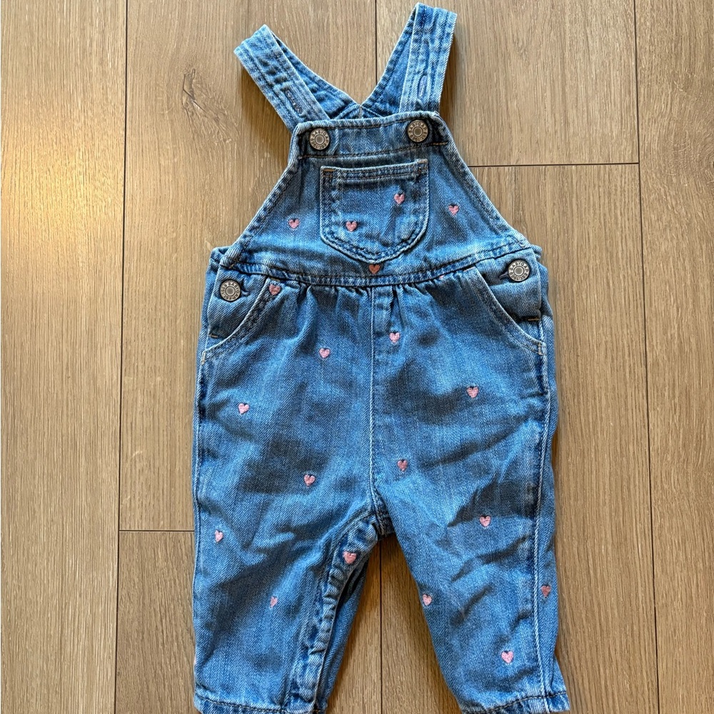 Baby GAP Denim Overalls with Pink Hearts